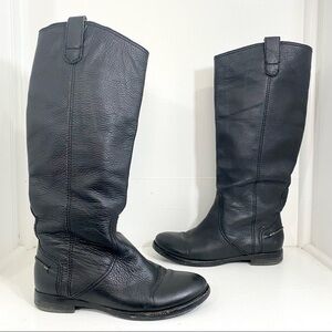 Madewell The Archive Black Leather Riding Equestrian Tall Boots Pull On Sz 5.5